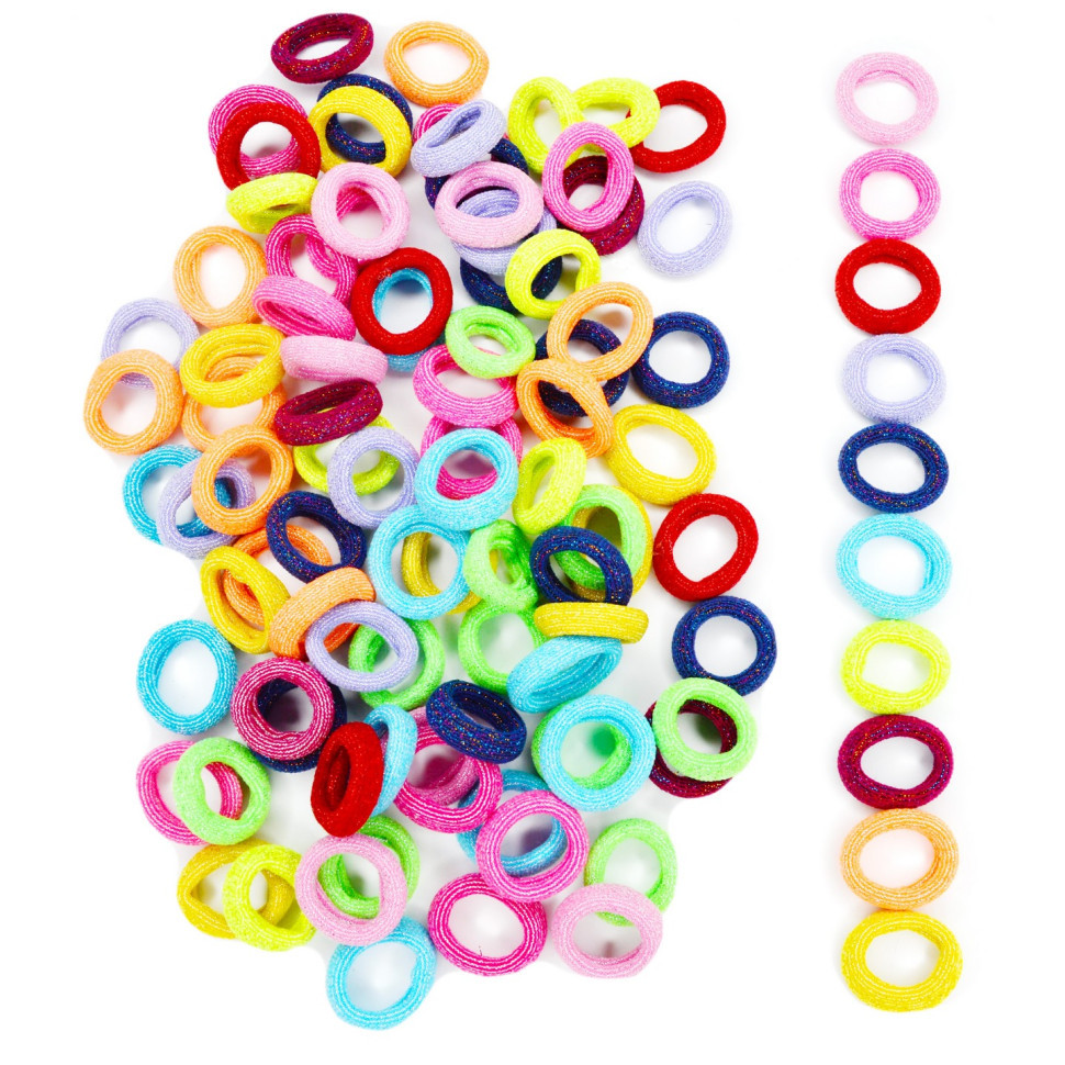 Набір резинок для волосся "Люрекс" 0307-970-1 різнокольорові, 100 штук Вінниця - фото 1