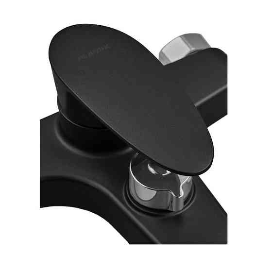 Змішувач для ванни Plamix CEZAR-009 EURO SET Matte black, зі шлангом, лійкою та кронштейном  ( PM0693 ) 39609 Харків