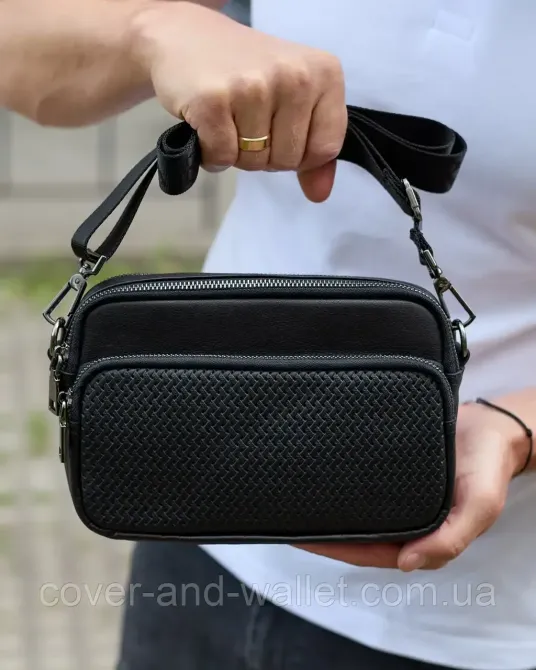 Стильная компактная мужская кожаная сумка горизонтального типа Puos Киев - изображение 2