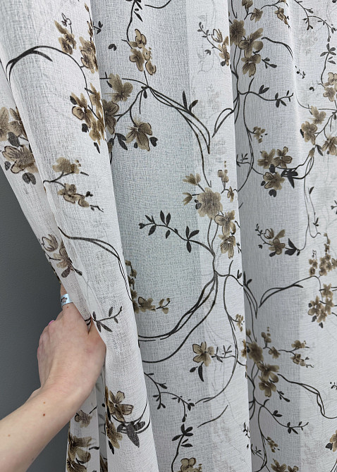 Тюль батист "Flora" колір білий з коричнево-чорним принтом 1326т Київ - фото 8