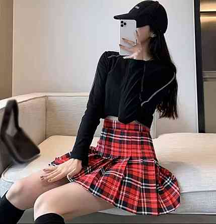 Женская трендовая мини юбка-теника в клетку тиар Одесса