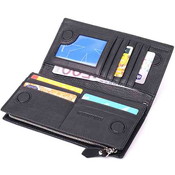 Вертикальный кошелек-клатч унисекс из натуральной кожи ST Leather 22532 Черный Киев