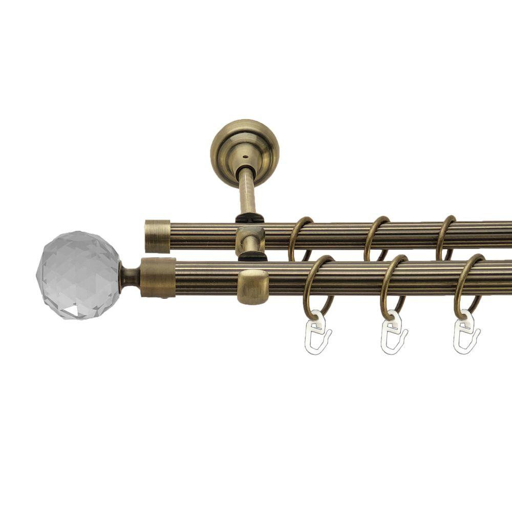 Карниз Orvit Люміера металевий дворядний відкритий рифлена труба кільце металеве Антик 19\16 мм 300 см (00-00017370) Львів - фото 1