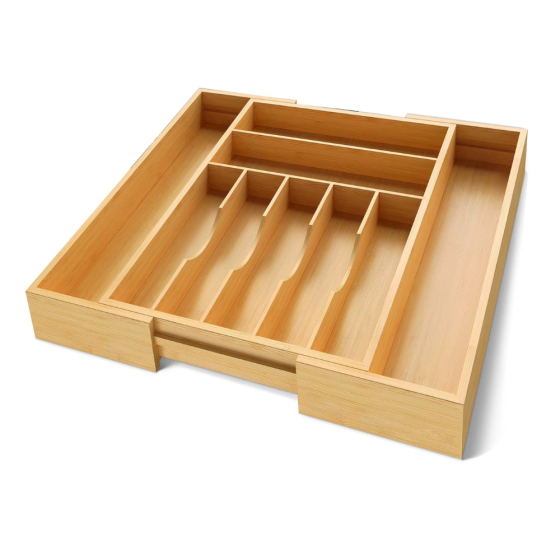 Органайзер для столовых приборов, раздвижной для кухни бамбуковый лоток для хранения вилок,ложек и ножей Каменец-Подольский