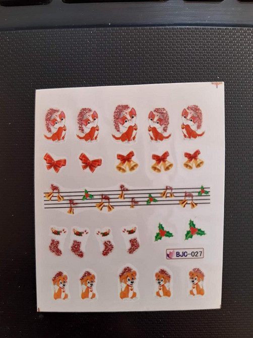 Новогодние слайдеры на ногти с блестками - размер стикера 5*6см, инструкция есть в описании товара Киев - изображение 2