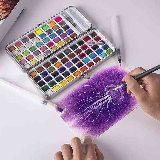 Набір акварельних фарб для малювання Professional Paint Set 90 кольорів в наборі акварельний папір і пензлики Кам'янець-Подільський