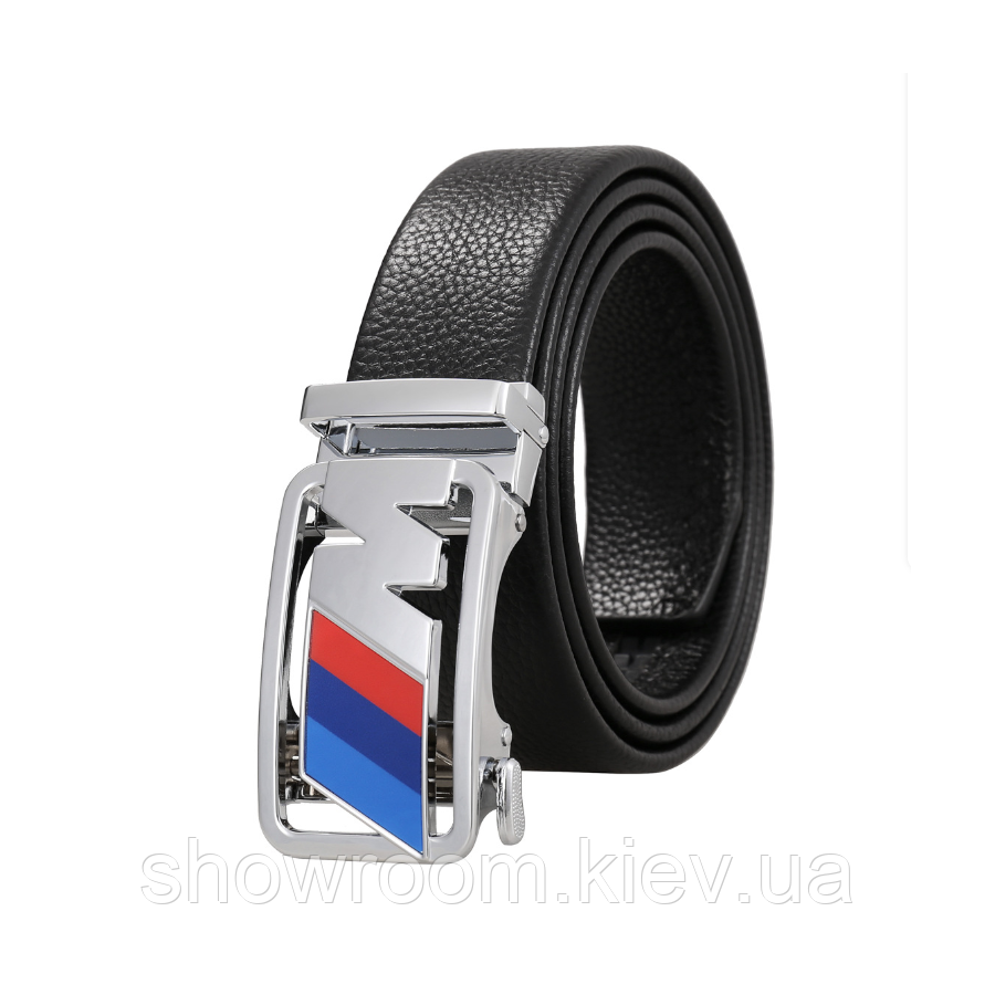 Мужской кожаный ремень с пряжкой автомат BMW (7814) Киев - изображение 2