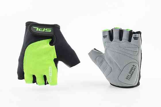 Перчатки без пальців M з гелевими вставками під долоню, чорно-салатові SBG-1457 Київ