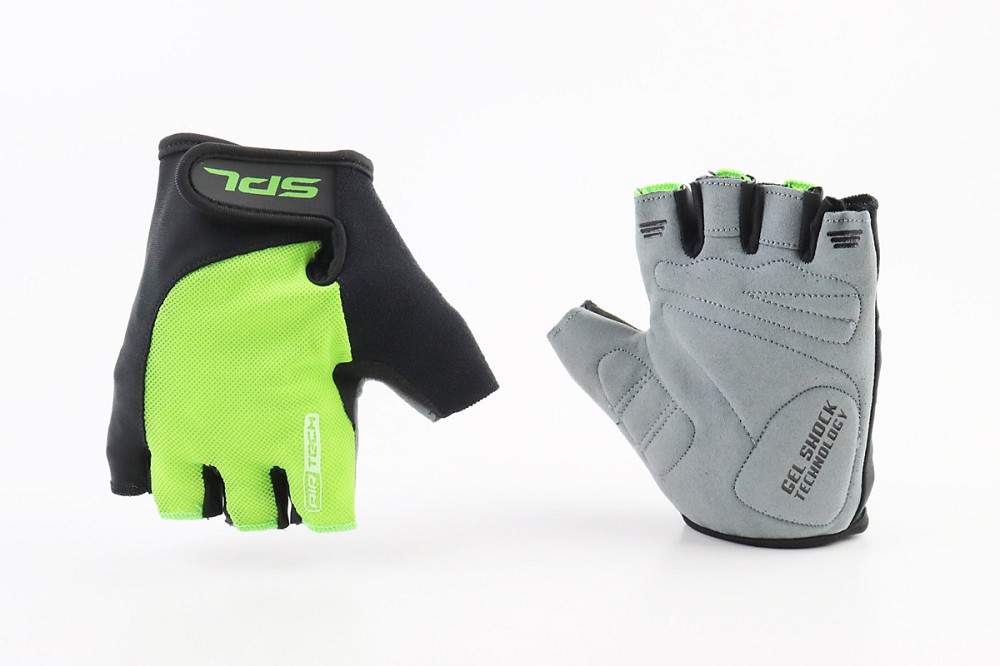 Перчатки без пальців M з гелевими вставками під долоню, чорно-салатові SBG-1457 Київ - фото 1