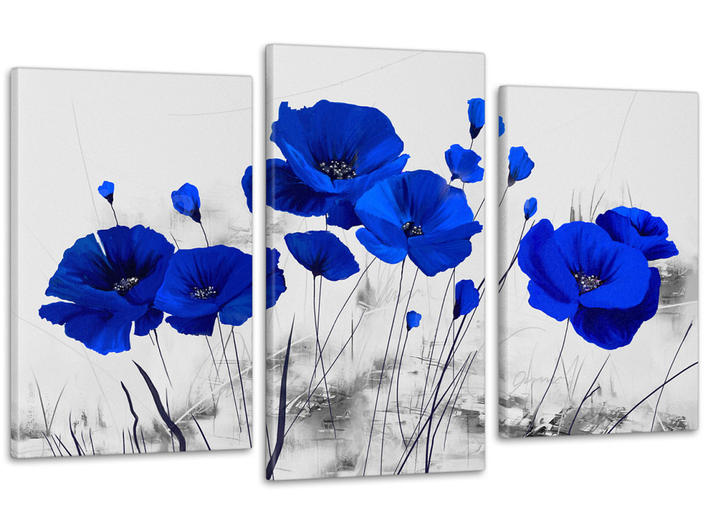 Модульная картина Синие Маки  (53x100см)  Art-139_3 70x130 см Киев - изображение 1