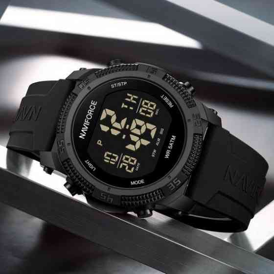 Годинник чоловічий водостійкий армійський Naviforce Europe Armor Black (2 ремінці) Київ