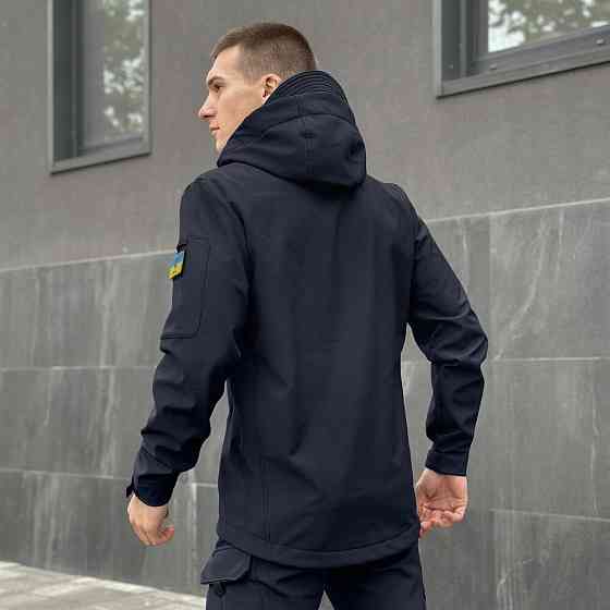 Темно-синяя мужская демисезонная куртка Pobedov Motive с липучками Киев
