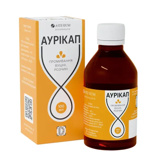Аурикап раствор для промывания ушей кошек и собак (100 мл), Артериум Винница