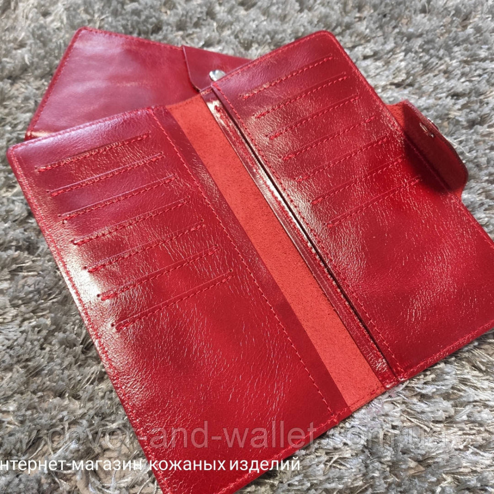 Тонкий довгий жіночий гаманець купюрник червоного кольору Puos Київ - фото 4