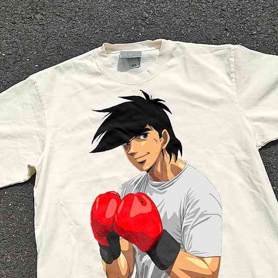 Футболка чоловіча з принтом аніме Аніме Асхіта Но Джое оверсайз (S/M/L) Черний Дніпро