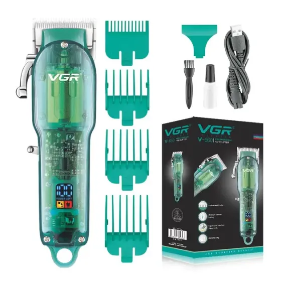 Профессиональная машинка для стрижки VGR Professional Clipper Transparent Green V-660 Коломыя