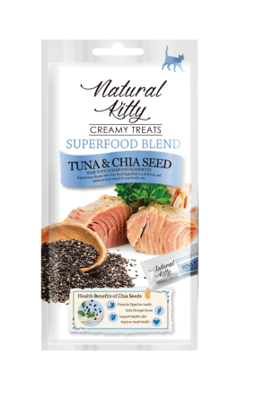 Крем-снек для кішок Natural Kitty Creamy зі смаком тунця та насіння чиа 4 х 12 г Вінниця