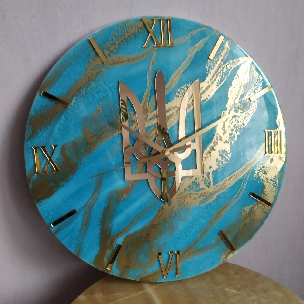 Часы настенные 40 см из эпоксидной смолы ручной работы Днепр - изображение 4