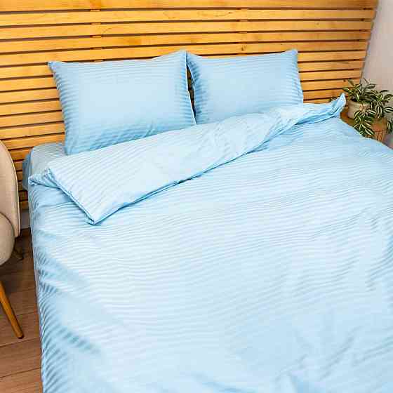 Наволочка страйп сатин на подушку 70х70 см 125 г/м2 YouStar 1 шт. (Блакитний) Суми