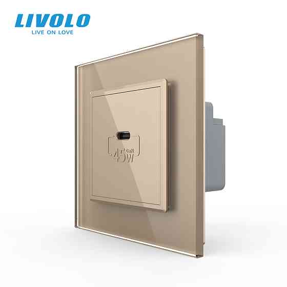 Розетка USB Type-C з Power Delivery 45W Livolo золото (VL-C7-FCUC-2AP) Коломыя