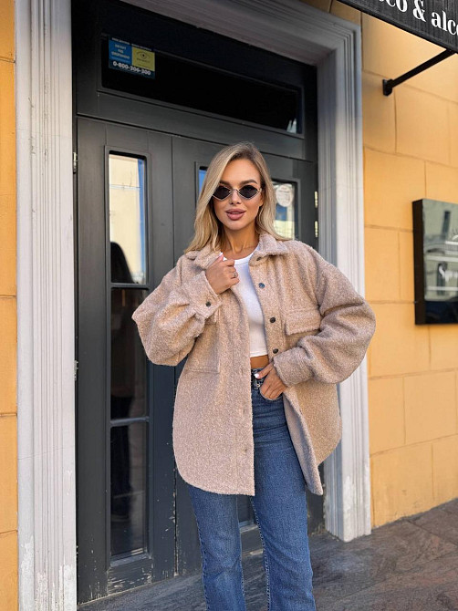 Жіноча тепла оверсайз сорочка на кнопках альпака барашек Одеса - фото 5