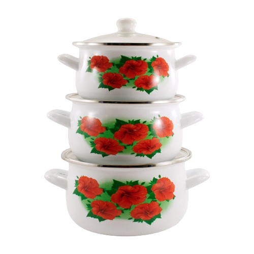 Набір каструль 3 предмети Каркаде (каструлі 2/3/4л) емальовані 9W ZAUBERG Житомир - изображение 2