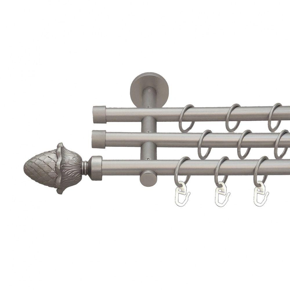 Карниз Orvit Цинара металевий трирядний циліндр (20 см) гладка труба кільце металеве Сатин 16\16\16 мм 240 см (6099593) Львів - фото 1