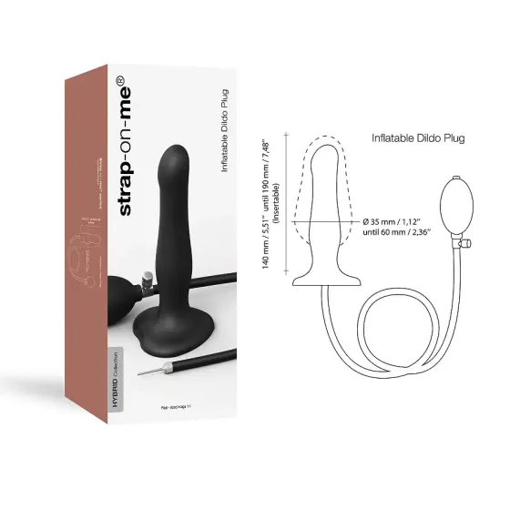 Надувний фалоімітатор Strap-On-Me INFLATABLE DILDO PLUG - NOIR, кулька всередині, діаметр до 6 см Львів
