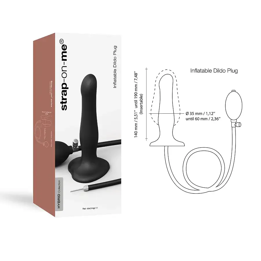 Надувний фалоімітатор Strap-On-Me INFLATABLE DILDO PLUG - NOIR, кулька всередині, діаметр до 6 см Львів - фото 3