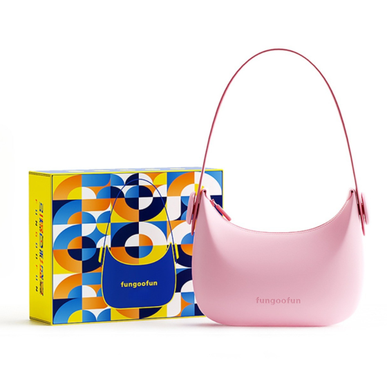 Сумочка силиконовая клатч женский на ремешке с ручками водонепроницаемая сумка Fungoofun на молнии, розовая Каменец-Подольский