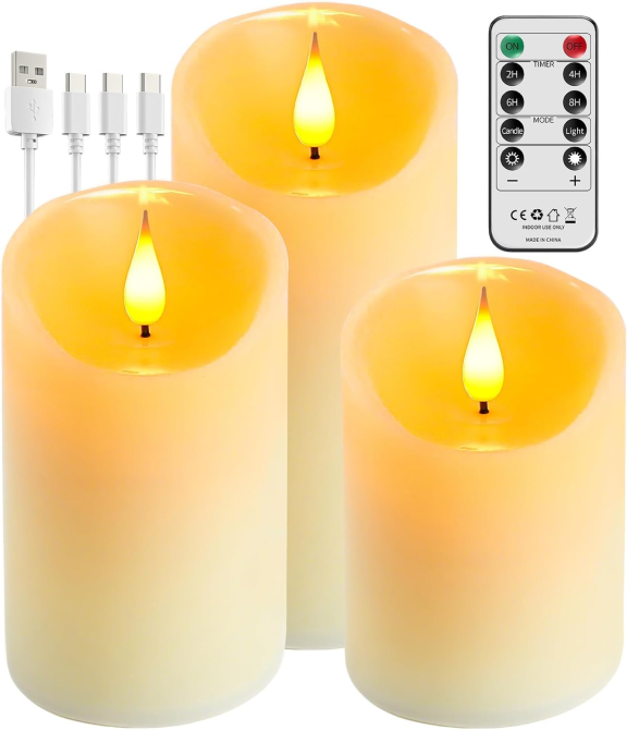 LED-свічки Broyal 3 шт акумуляторні, натуральний віск, пульт, таймер 2/4/6/8 год, 5 рівнів яскравості Київ - фото 2