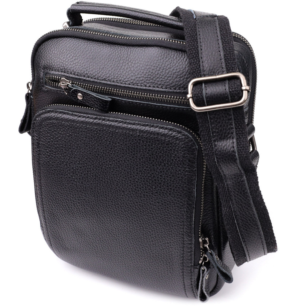 Ділова чоловіча сумка з ручкою для перенесення в руці з натуральної шкіри Чорний (Vintage) Київ - фото 11