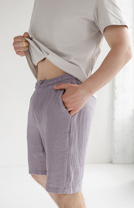 Мужские шорты муслиновые Темно-Серый S Харьков - изображение 6