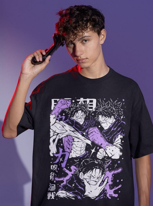 Футболка з аніме принтом Магічна битва оверсайз (S/M/L) Чорний AnimeJ1029 Дніпро - фото 3