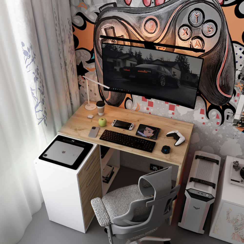 Офісний стіл Doros T8 Білий/Дуб Артизан 100х83х75 (DRS-011512) Львів - фото 4