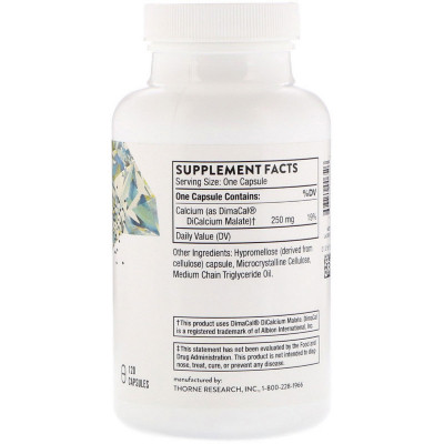 Мінерали Thorne Research Дикальцій Малат, Dicalcium Malate, 120 Капсул (THR-00650) Вінниця - фото 2