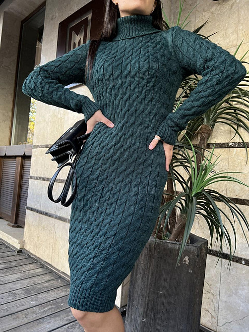 В'язана жіноча сукня туніка Вишня в кольорах із високою горловиною. 44-48р Київ - фото 5