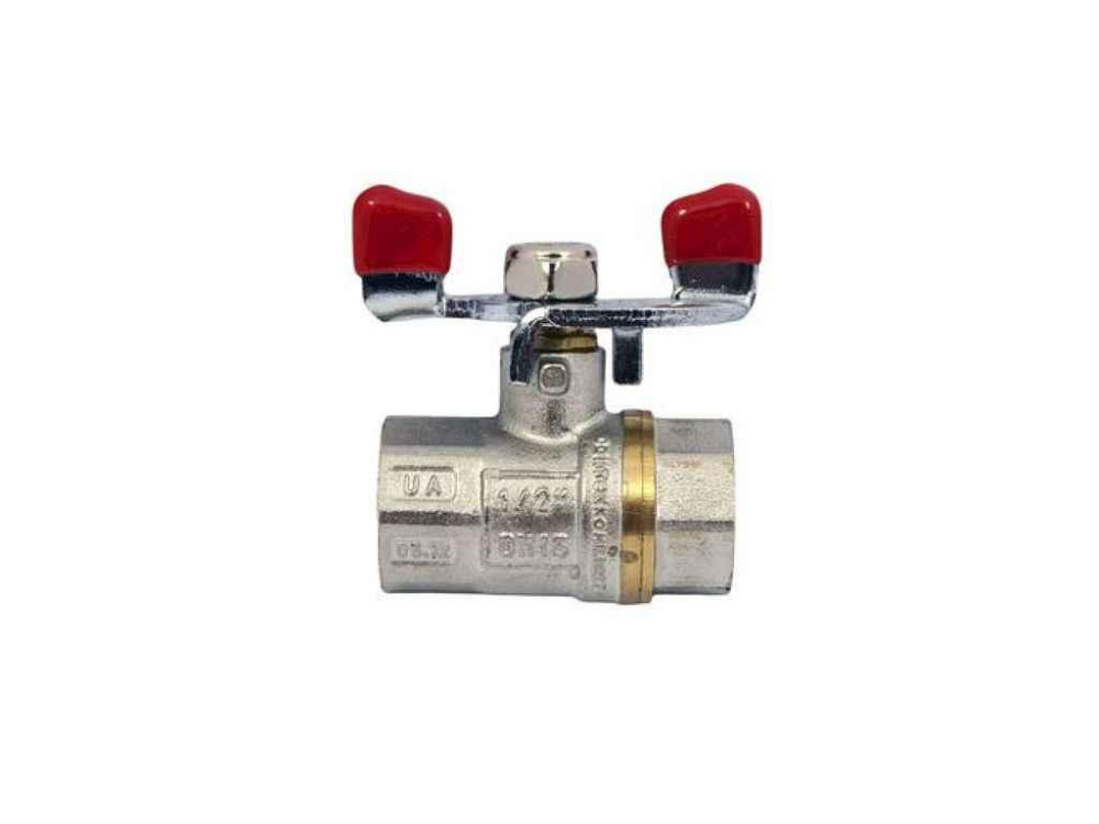 Кран шаровой 1/2 ГГМ,WP602-15FFW - FFW ручка бабочка красная ТМ WATERPRO Киев - изображение 1