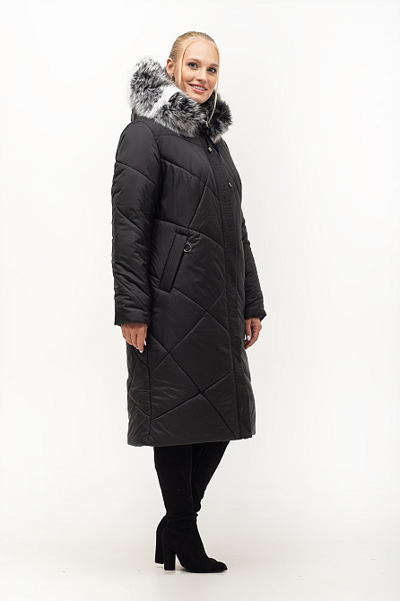 Подовжений зимовий пуховик жіночий великих розмірів Київ - фото 3