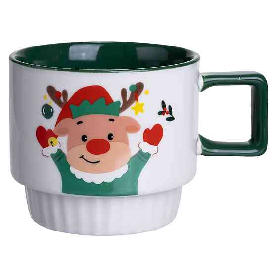 Новогодний фарфоровый олень с зелеными акцентами Киев