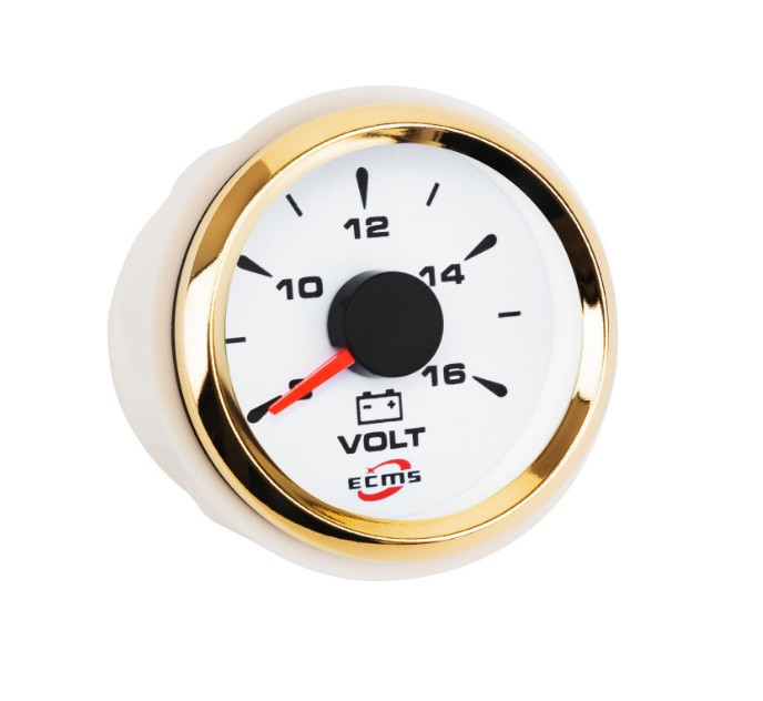 Вольтметр Ecms Hmv2-Wg-8-16 Диаметр 52Мм Рамка — Золото Дисплей — Белый Киев - изображение 1