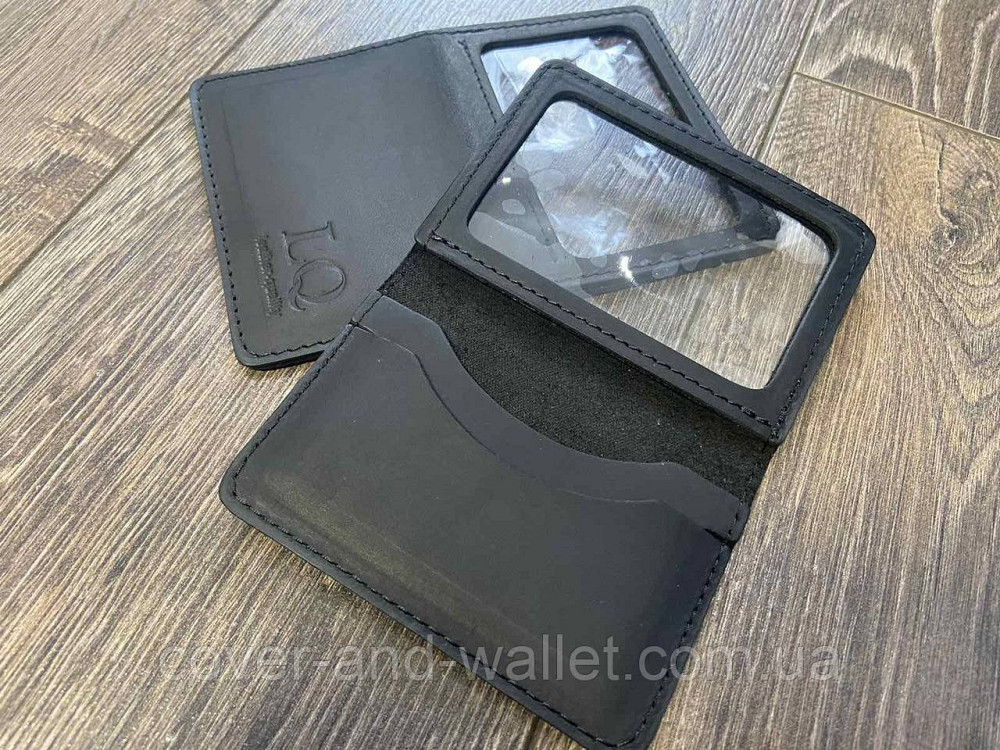 Чорна шкіряна обкладинка на ID паспорт та авто документи ST Leather Київ - фото 5