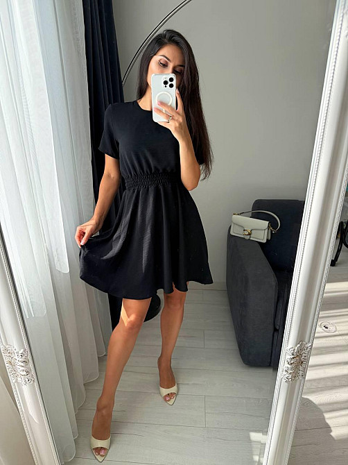Жіноче легке приталене базове плаття креп жатка Чорний, 46/48 Одеса - фото 3