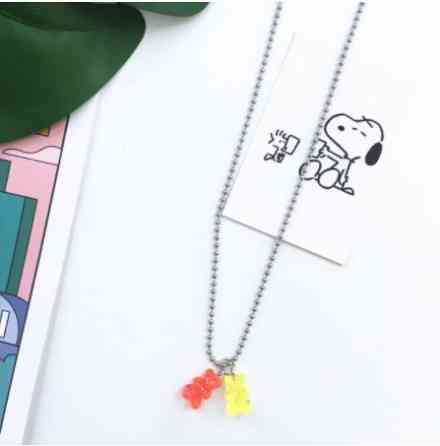 Подвеска с мармеладными мишками, цвет желтый + коралловый - длина 58см, смола, цинковый сплав Киев