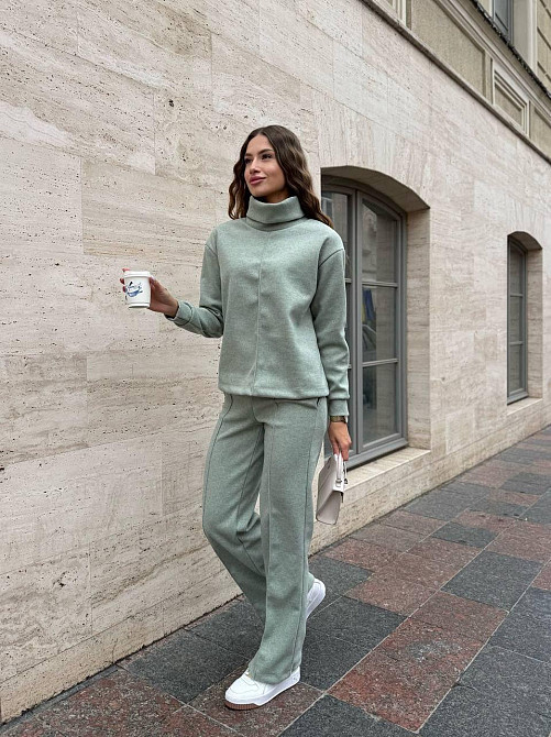 Жіночий стильний костюм двійка  ангора-кашемір. М'ятний, 50/52 Одеса - фото 1