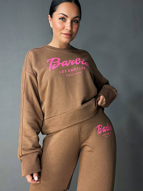 Костюм женский Quzen 485-485 Barbie оверсайз свитшот и брюки палаццо коричневый, коричневый, M Киев - изображение 12