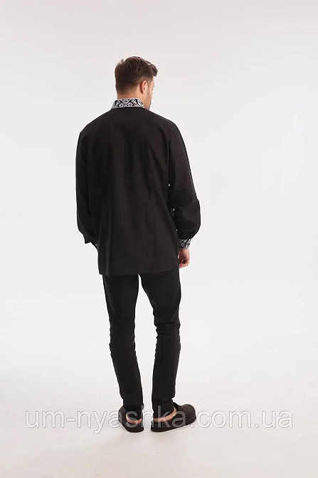 Чоловіча лляна вишиванка чорна Всеволод чорна чоловіча вишиванка Кривий Ріг - фото 5