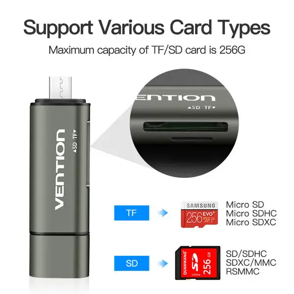 Кардридер Vention USB3.0 Multi-function Card Reader Gray Metal Type (CCHH0) Одесса - изображение 7