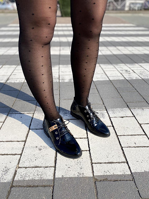 Женские ботинки YDG черные натуральная кожа лак 36-37р (2347) Коломия - фото 6