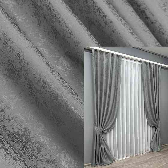 Комплект готових штор VR-Textil Жакард Мармур Al1 № 1015ш Графітовий 100х290 см 2 шт (31-414) Київ
